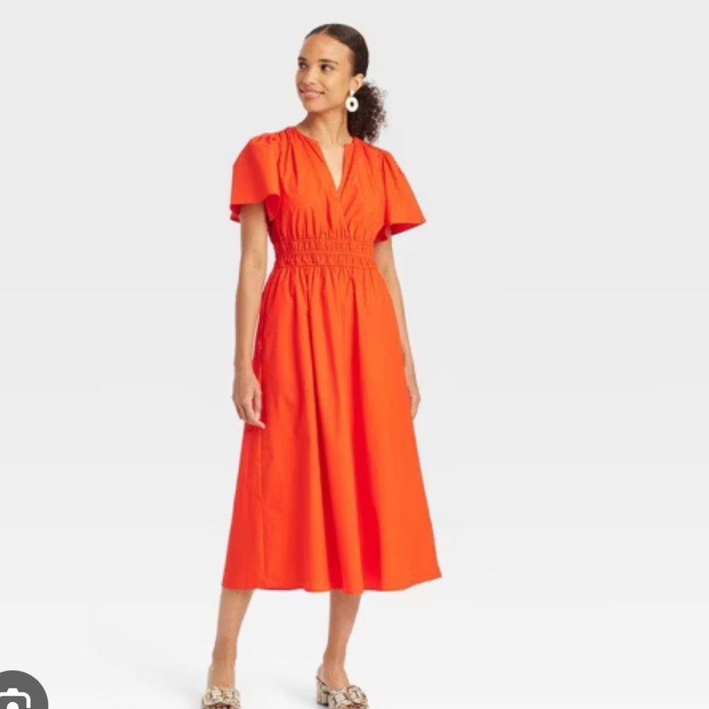 Flutter Short Sleeve Midi Dress A New Day